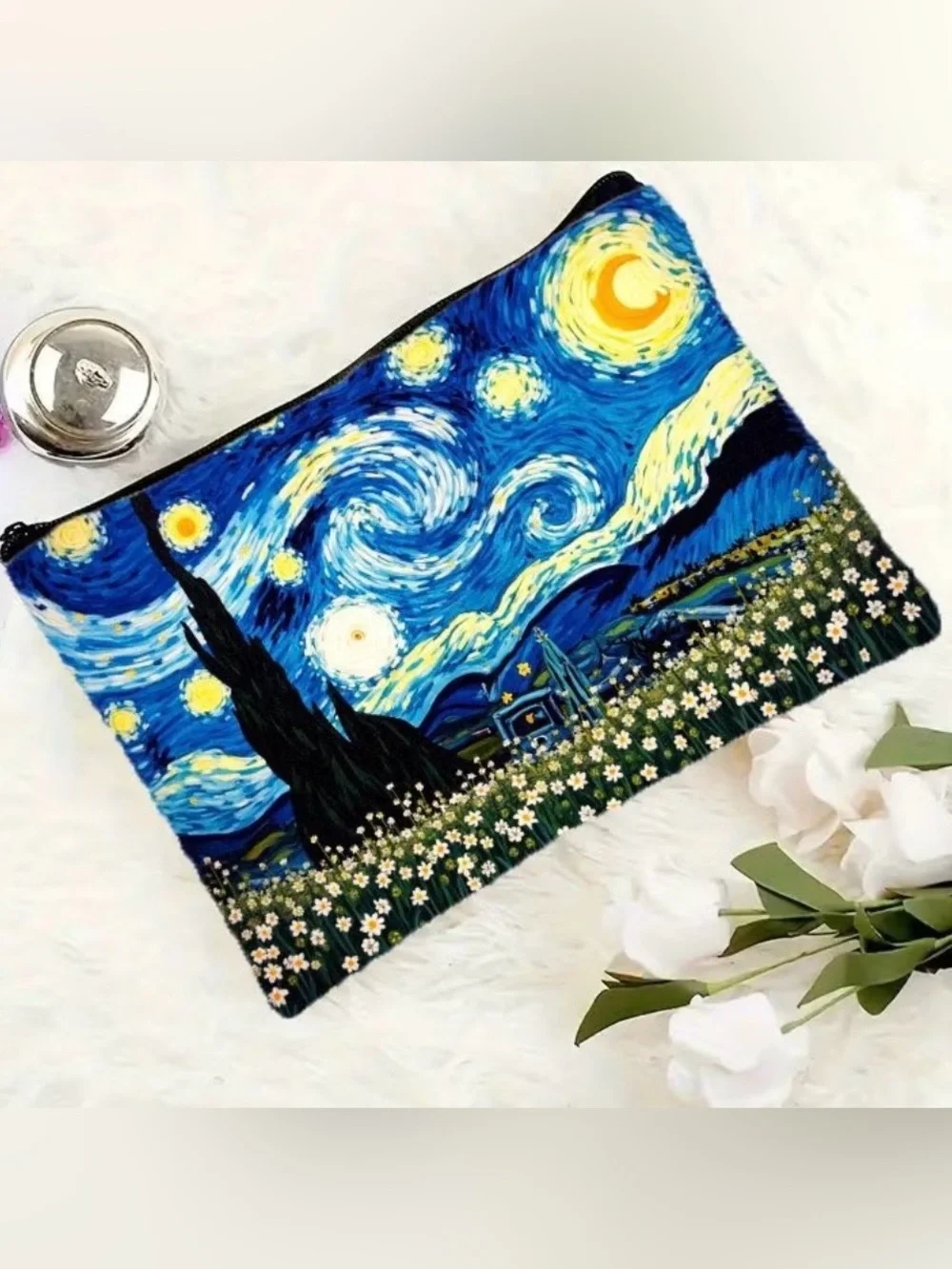 🎨 Van Gogh Starry Night Inspired Cosmetic Bag  Makeup Travel Case